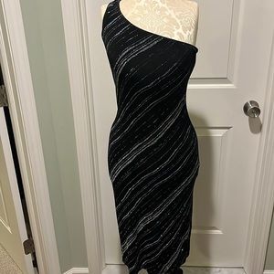 Wet Seal evening gown, size medium juniors, black with silver and opalescence